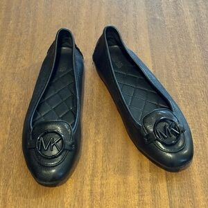 Michael Kors Black Quilted Leather Ballet Flats